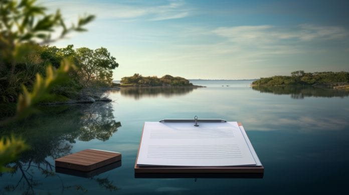 A checklist with a pencil. A peaceful or serene background image, such as a calm sea or a quiet forest, symbolizing stress relief and tranquility