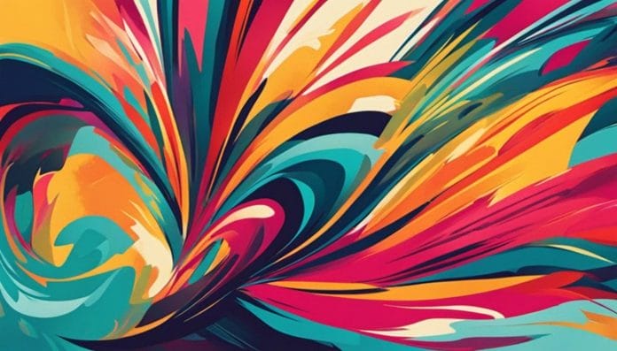 Vibrant brushstrokes create dynamic and energetic abstract art composition