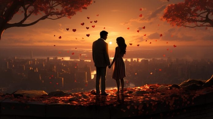 Two puzzle pieces fitting together, with a heart-shaped cutout, against a warm, comforting background.