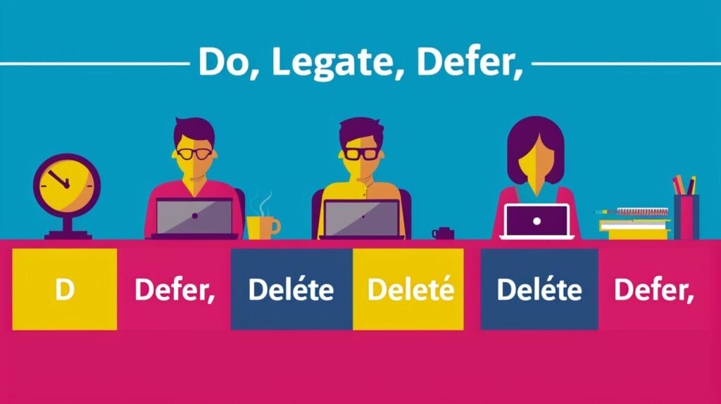 Hand deleting unnecessary tasks from a long to-do list on a cluttered desk.